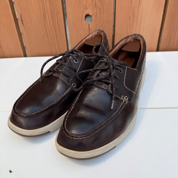 Clarks Unmaslow Edge Mens Size 12 M Brown Leather Casual Lace up Moc Toe Loafers - Picture 2 of 7